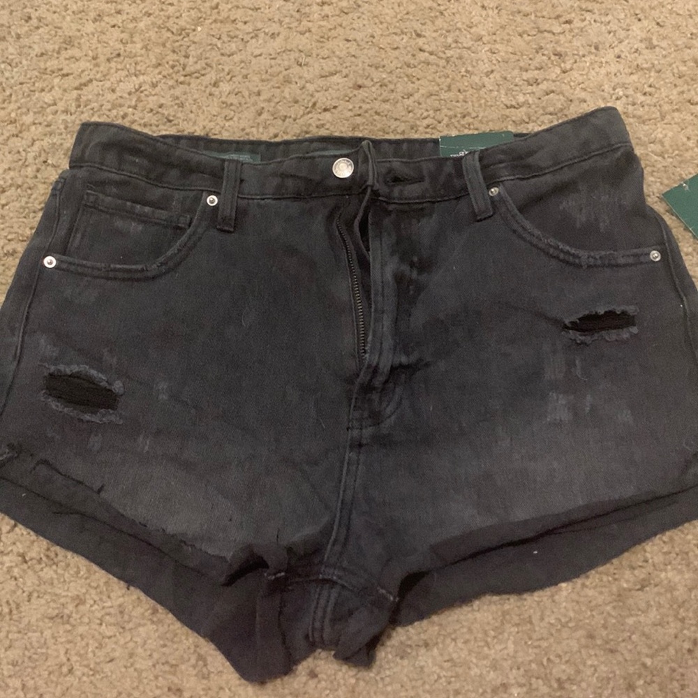Black denim shorts